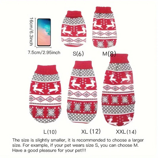 Christmas Knit Pet Sweater – Warm Winter Holiday Pullover for Cats & Small Dogs