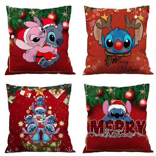 Christmas Stitch Pillowcase – Cute Holiday Cushion Cover (4 Designs)