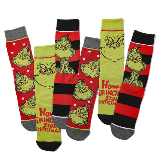 Funny Grinch Christmas Socks – Cozy Holiday Cartoon Socks for Adults