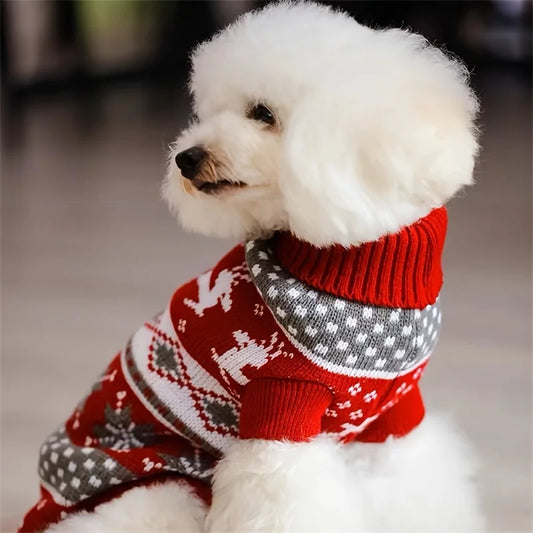 Christmas Knit Pet Sweater – Warm Winter Holiday Pullover for Cats & Small Dogs