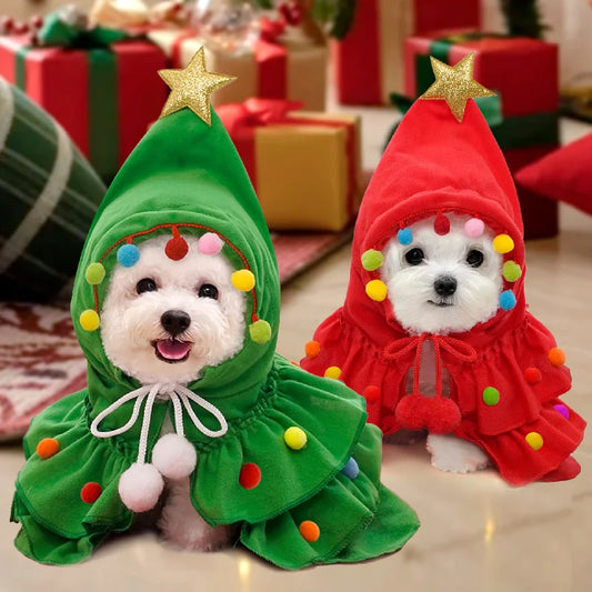Christmas Tree Pet Cape – Cute Holiday Costume for Dogs